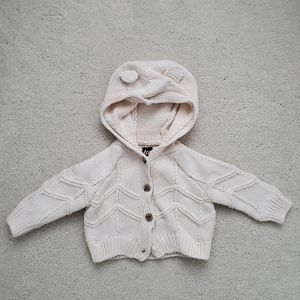Tea Collection Creature Comfort Cream Baby Sweater Cardigan sz6-9m